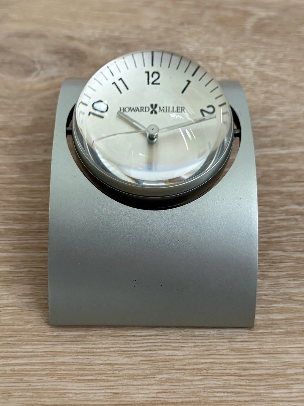 Howard Miller Glass Globe Rotating Desk Clock with Aluminum Color Base